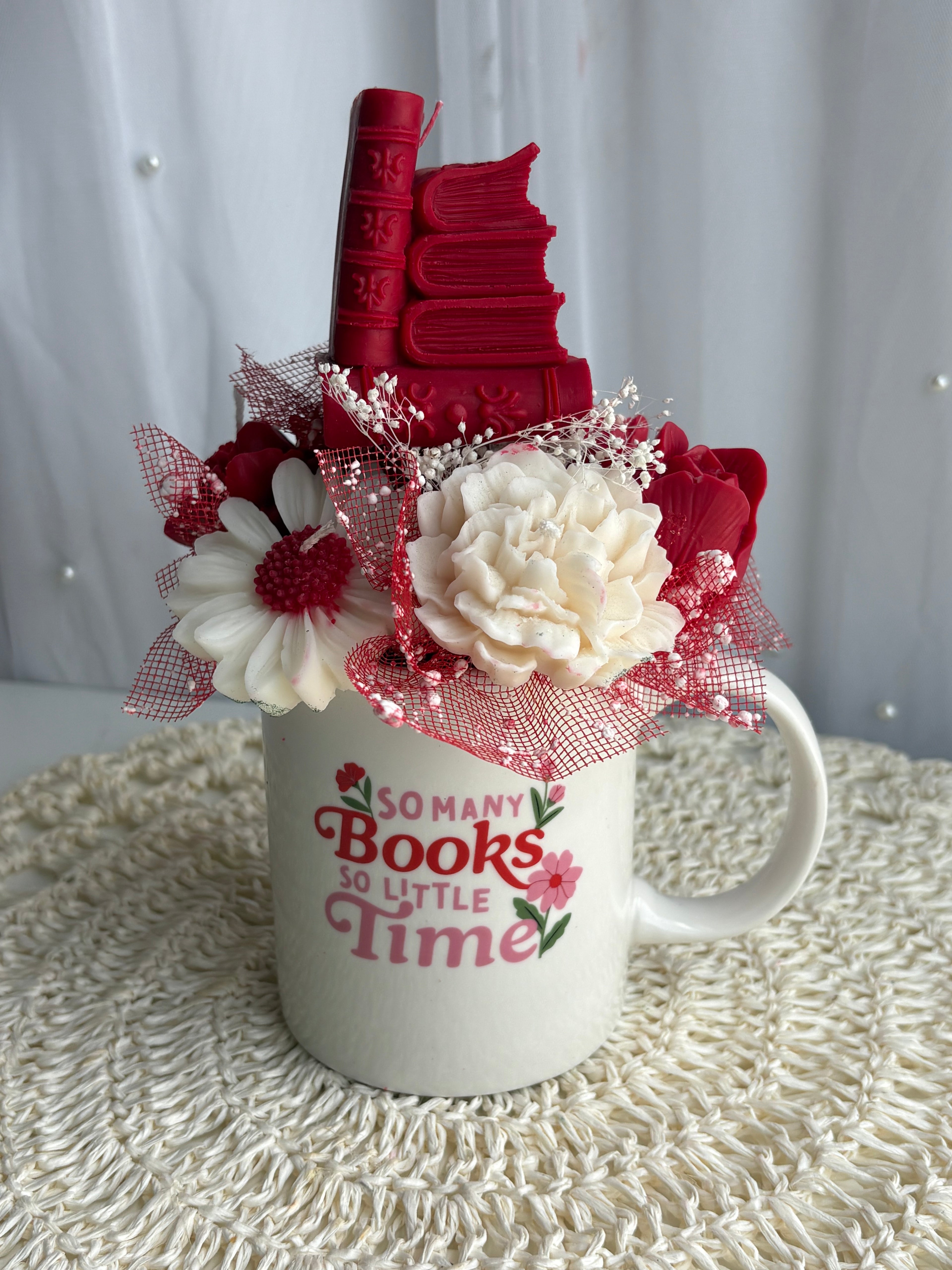 Book Lover Floral Ceramic Cup Candle