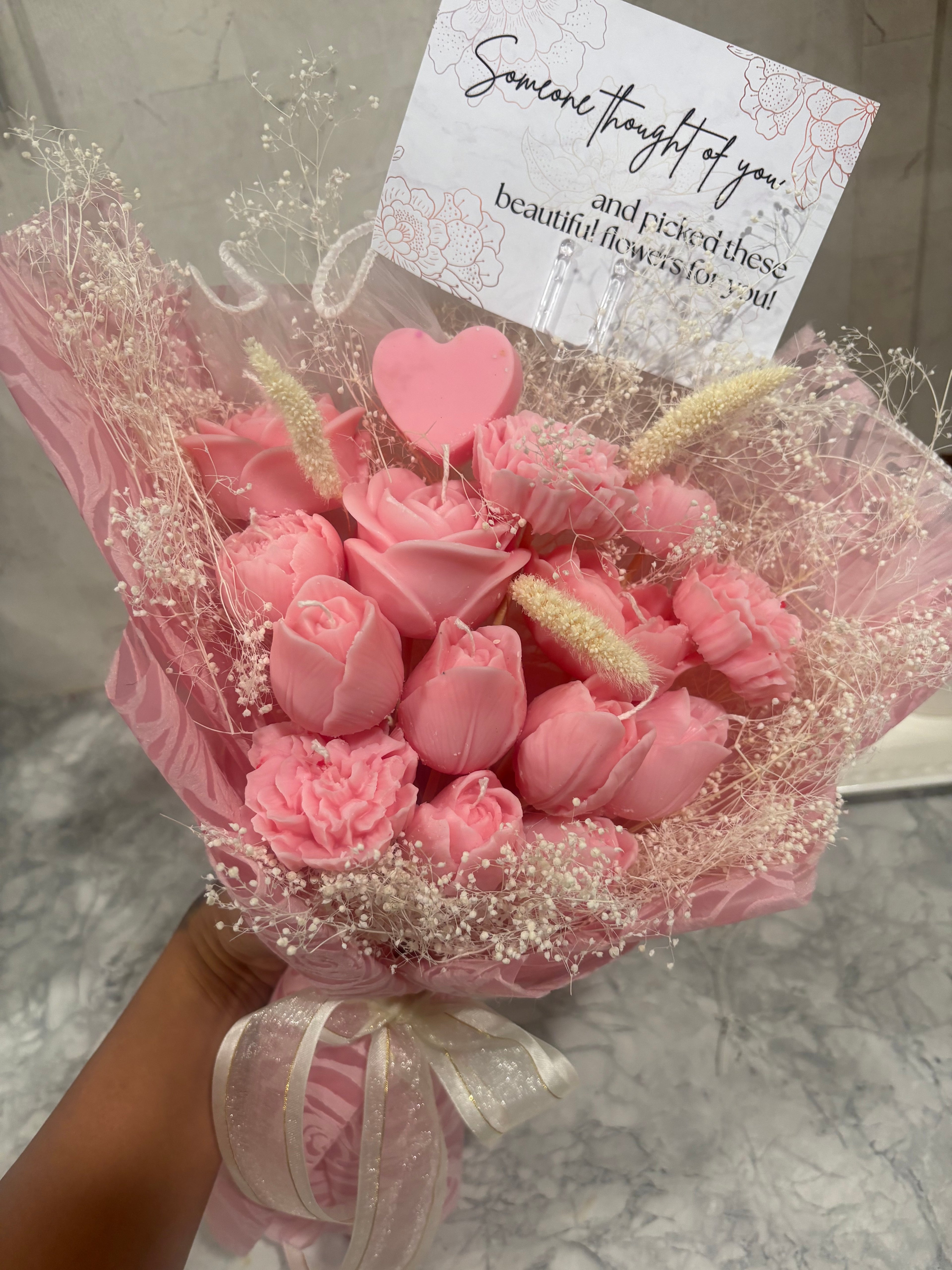 Bouquet Pink Candle ( M )